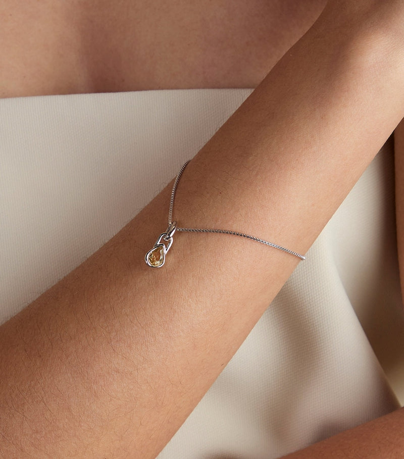 Astrid & Miyu rhodium-plated November birthstone clip charm (British brand)