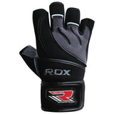RDX leather weight lifting gloves with strap, UK version
