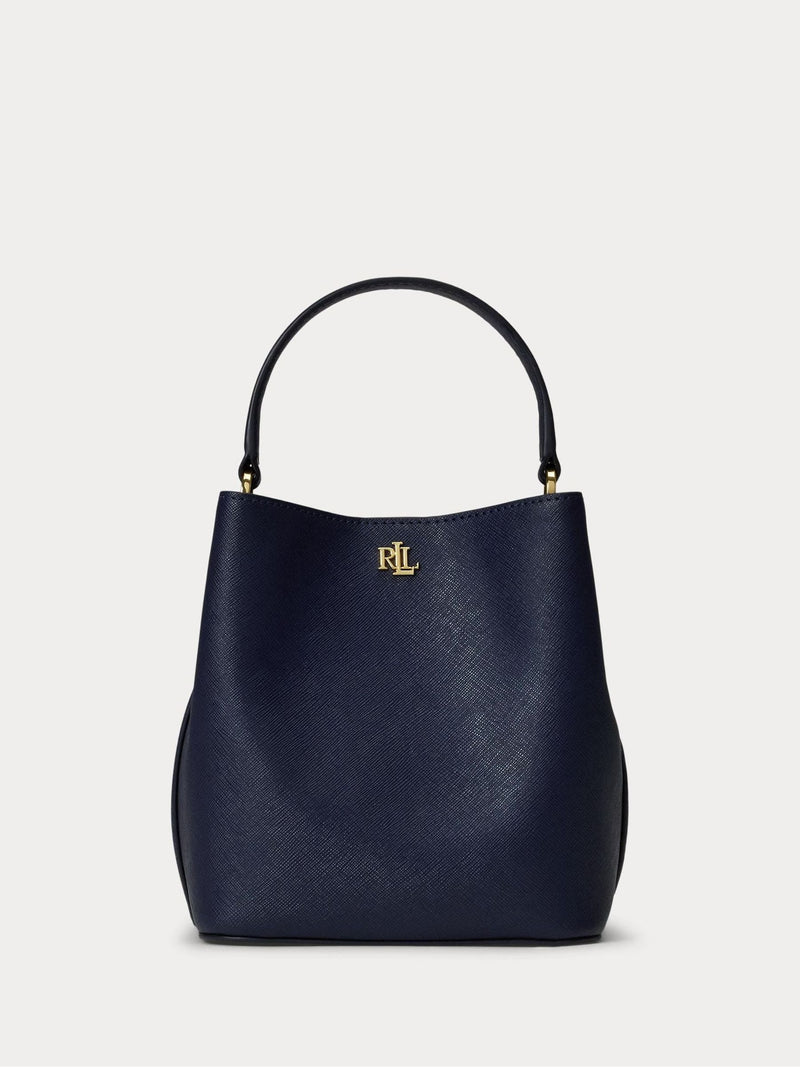 Lauren Ralph Lauren Reese bucket bag crosshatch leather, imported from the UK