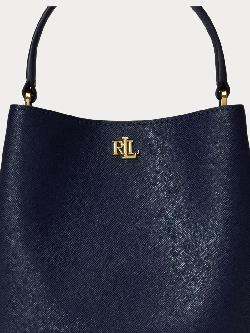 Lauren Ralph Lauren Reese bucket bag crosshatch leather, imported from the UK