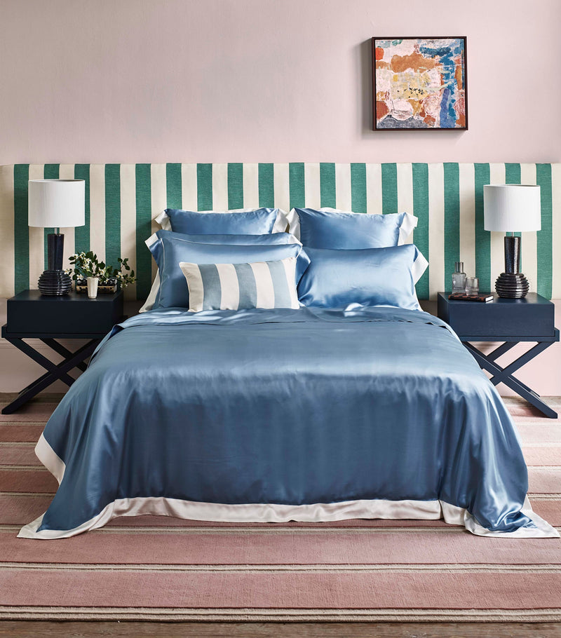 Gingerlily Silk King Duvet Cover Summerhill Blue 220cm x 225cm, UK version