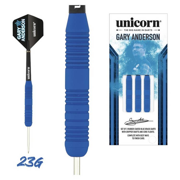 Unicorn Gary Anderson 22g rubberised brass darts (British brand)