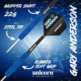 Unicorn Gary Anderson 22g rubberised brass darts (British brand)
