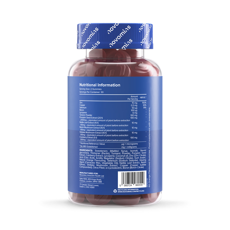 Novomins Prostafit Orange gummies 60 count, imported from the UK