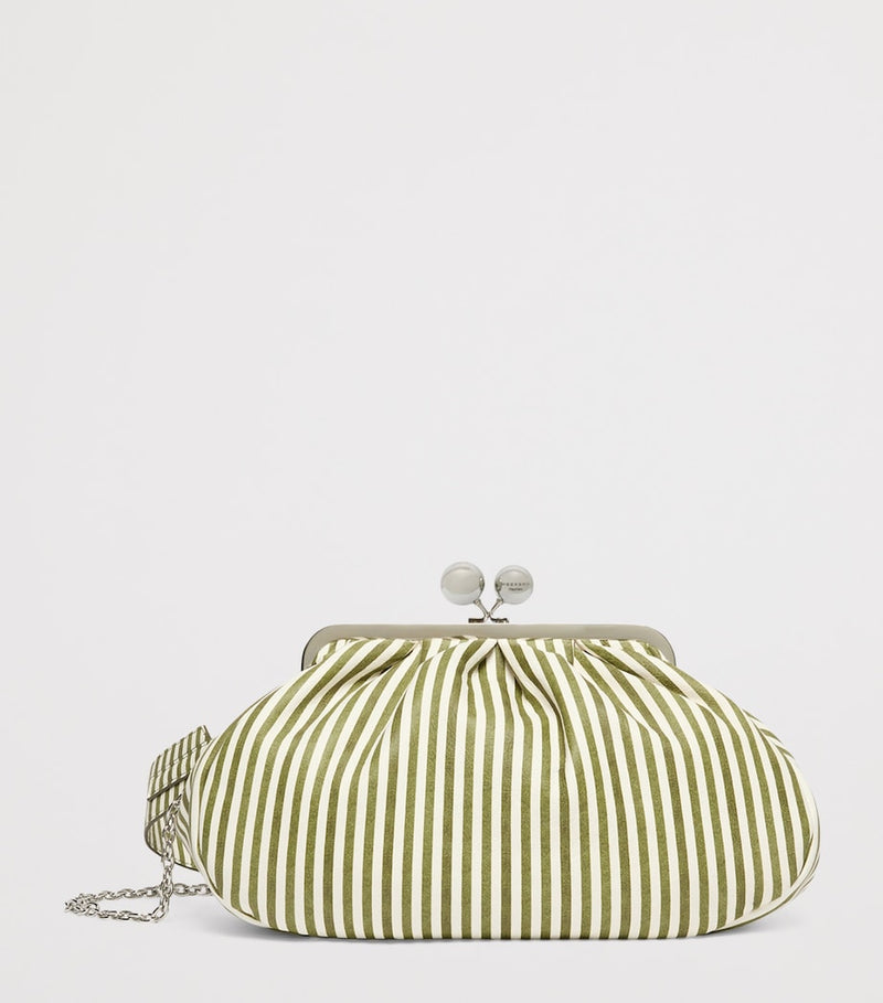 Weekend Max Mara striped leather clutch bag medium, imported from the UK