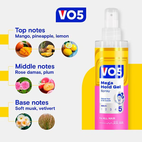 VO5 Mega Hold Hair Gel Spray 200ml (British brand)