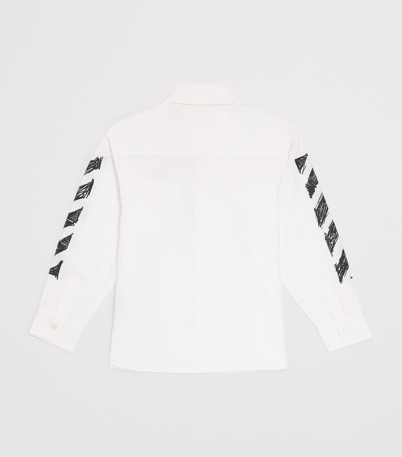 Off-White kids cotton diagonal sketch shirt (4-12+ years), imported from the UK