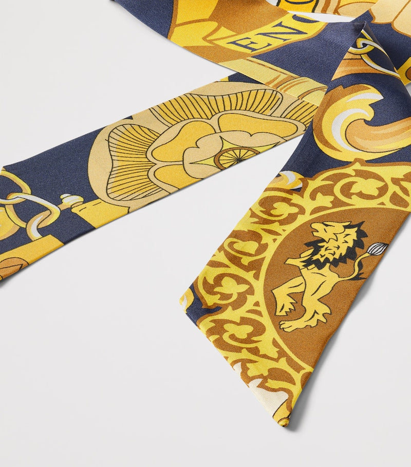 Aspinal of London silk skinny scarf with shield design, UK version