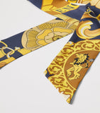 Aspinal of London silk skinny scarf with shield design, UK version