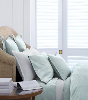 Fitted Sheet in Soft Washed Cotton with Oxford Evergreen Pinstripe Design, Emporer Size 200cm x 200cm