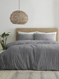 Catherine Lansfield grey seersucker duvet cover set - British product