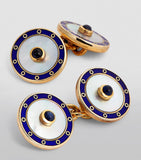 Deakin & Francis yellow gold sapphire chain-link cufflinks, UK version