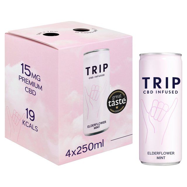 TRIP CBD Infused Elderflower Mint 4 x 250ml GOODS M&S