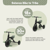 TP Toys Zoomee balance bike to trike Forest Green - British product