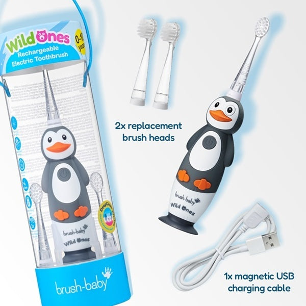 Brush Baby WildOnes Penguin kids rechargeable toothbrush - British product