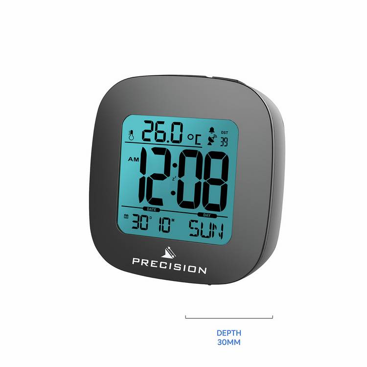 Precision radio controlled alarm clock with LCD display - British product