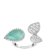 Harrods Boucheron White Gold Diamond and Aquaprase Serpent Bohème Ring- Buy online at McGrocer