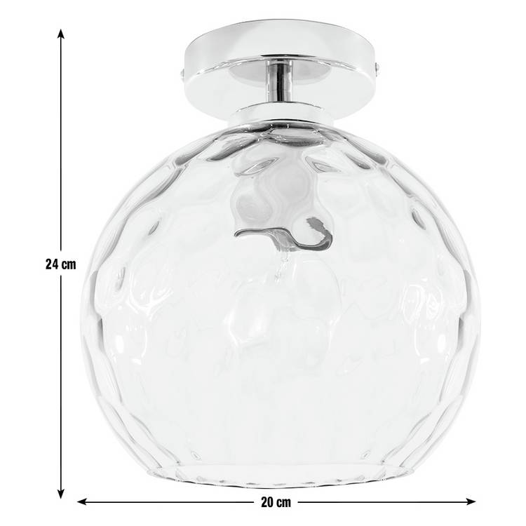 Argos Home Luxe flush ceiling light chrome hammered glass 20cm, imported from the UK