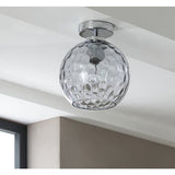 Argos Home Luxe flush ceiling light chrome hammered glass 20cm, imported from the UK