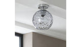 Argos Home Luxe flush ceiling light chrome hammered glass 20cm, imported from the UK