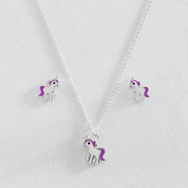 Revere unicorn enamel jewellery set, imported from the UK