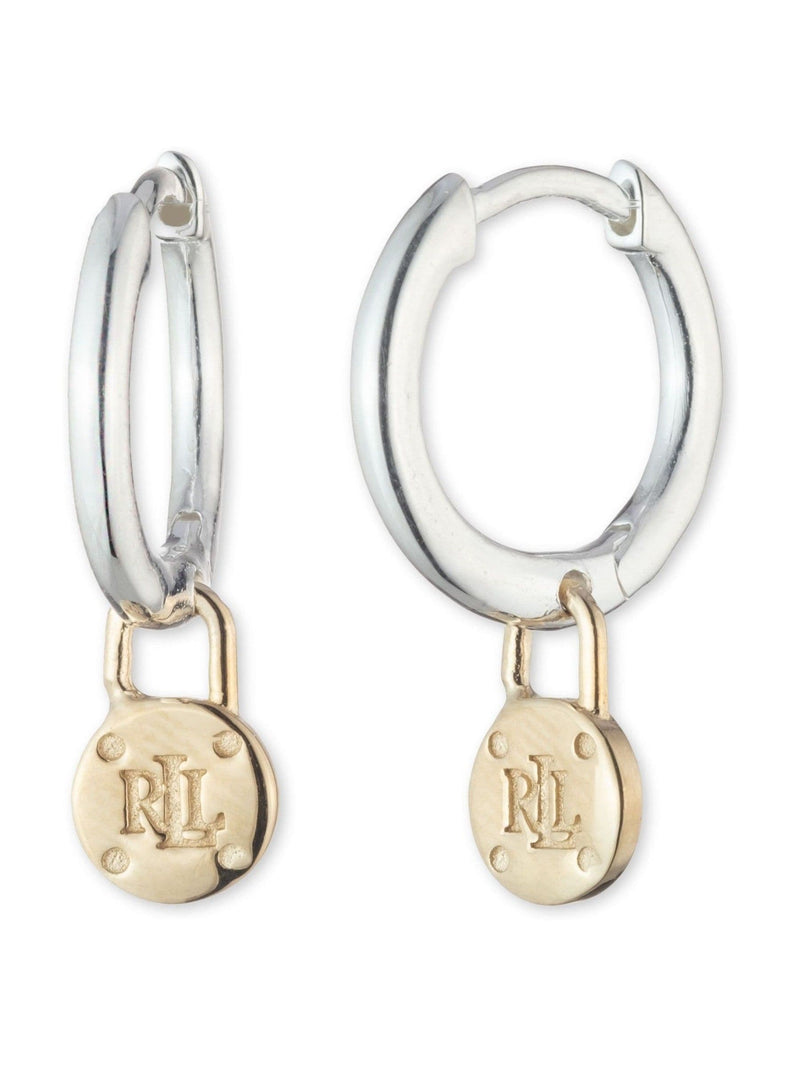 Lauren Ralph Lauren padlock drop hoop earrings in sterling silver (British brand)