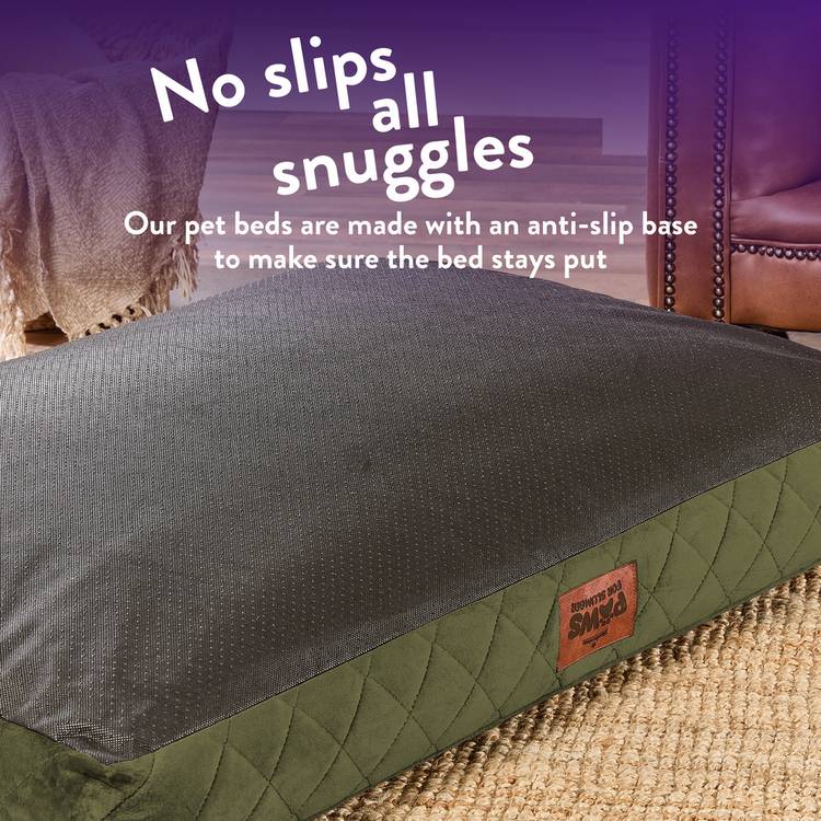 Paws For Slumber luxury forest green pet bed medium, imported from the UK