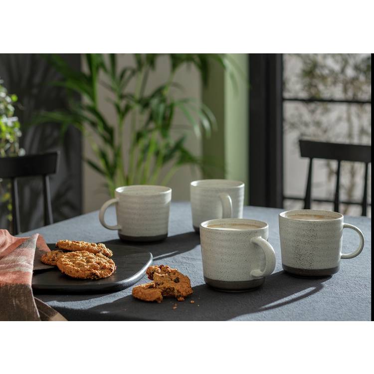 Habitat textured ripple chalk grey mugs set of 4, imported from the UK