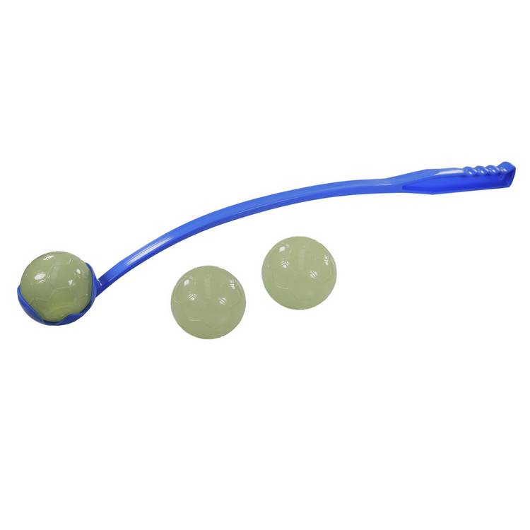 Rosewood dog ball launcher with glow in the dark balls, imported from the UK