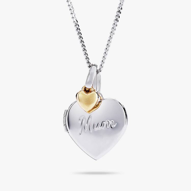 Revere silver heart-shaped locket with fairy charm 18 inch chain (British brand)