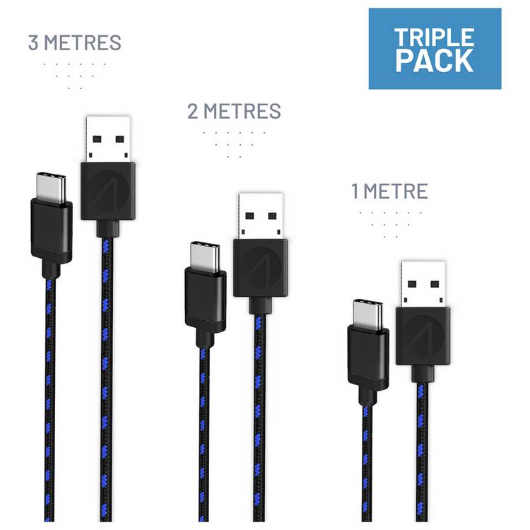 Stealth PS5 play and charge cables triple pack - British product