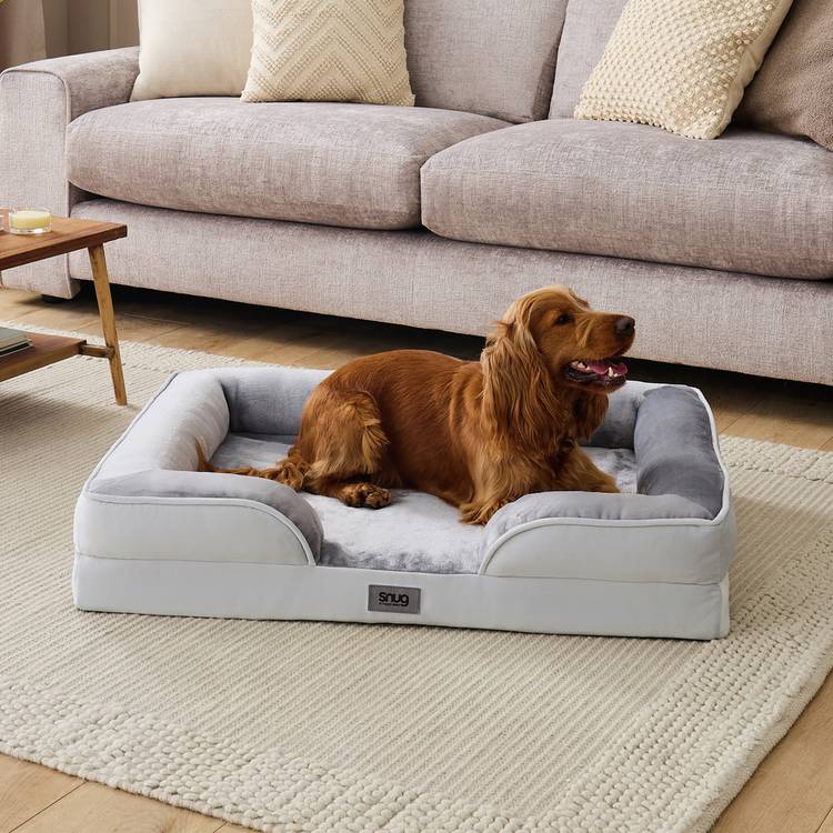 Snug large grey orthopedic pet bed (British brand)