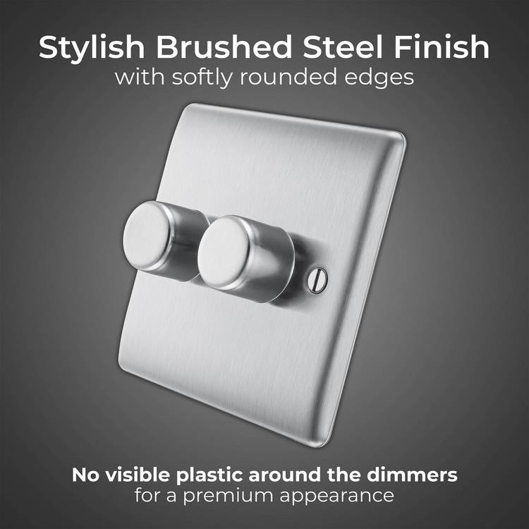 BG 2 gang 2 way dimmer switch stainless steel, UK version