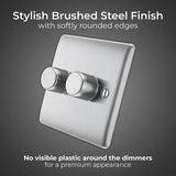 BG 2 gang 2 way dimmer switch stainless steel, UK version