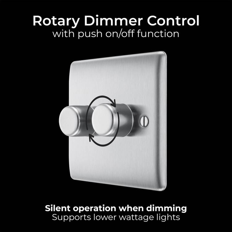BG 2 gang 2 way dimmer switch stainless steel, UK version