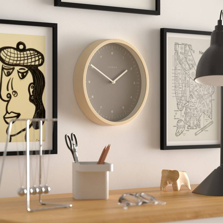 Jones Clocks Bankside wall clock in latte finish (British brand)
