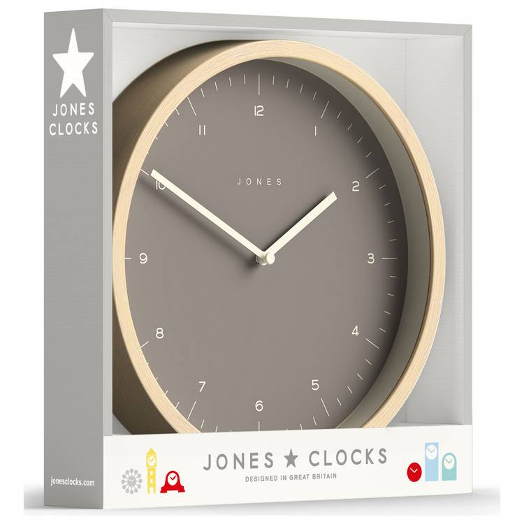 Jones Clocks Bankside wall clock in latte finish (British brand)