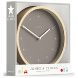 Jones Clocks Bankside wall clock in latte finish (British brand)