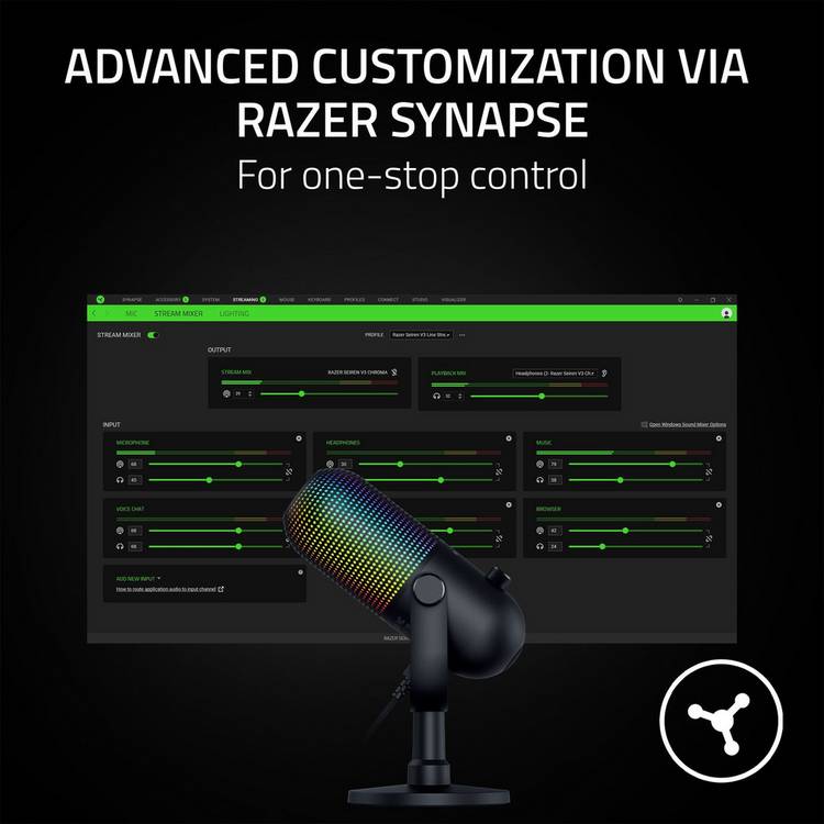 Razer Seiren V3 Chroma USB microphone black (British brand)