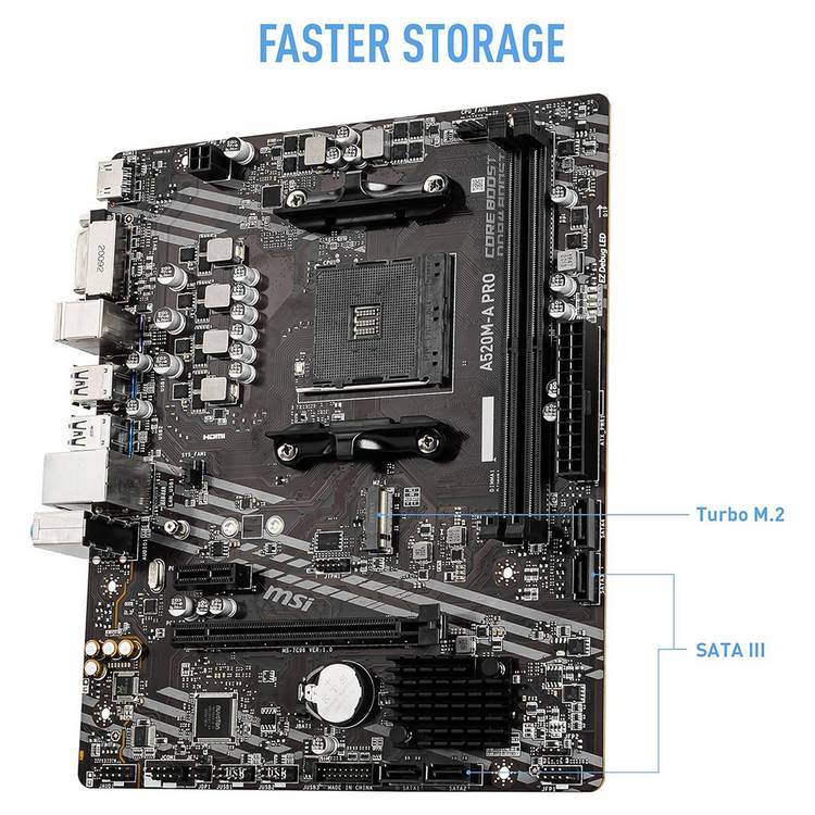 MSI A520M-A Pro micro-ATX motherboard, imported from the UK