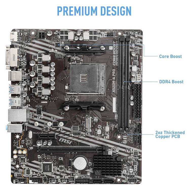 MSI A520M-A Pro micro-ATX motherboard, imported from the UK