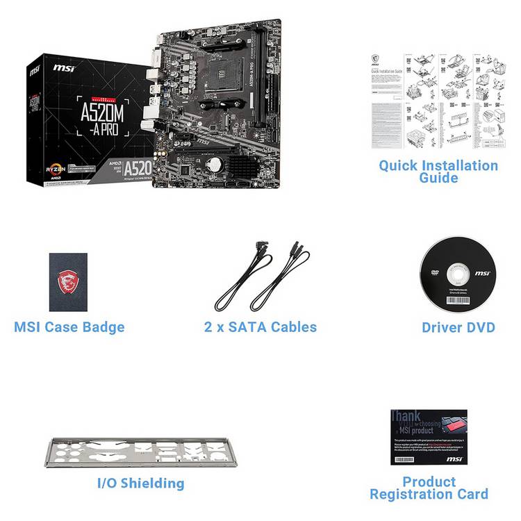 MSI A520M-A Pro micro-ATX motherboard, imported from the UK