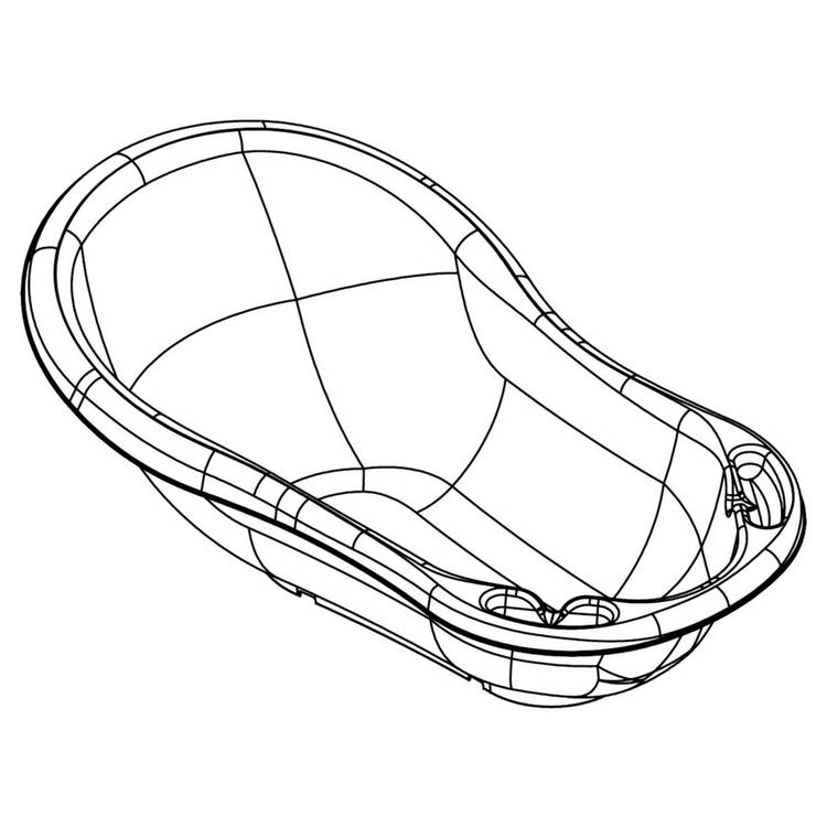 Large baby bath with deeper tub and cocoon shape, UK version