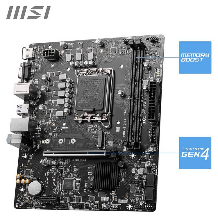MSI Pro H610M-E DDR4 micro ATX motherboard, imported from the UK