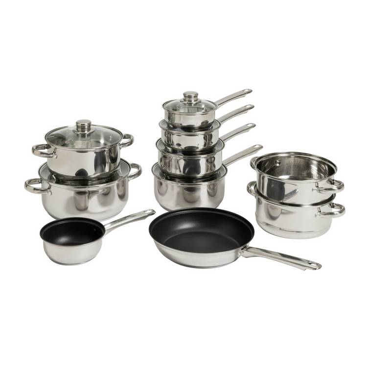 Argos Home 9 piece stainless steel pan set, UK version