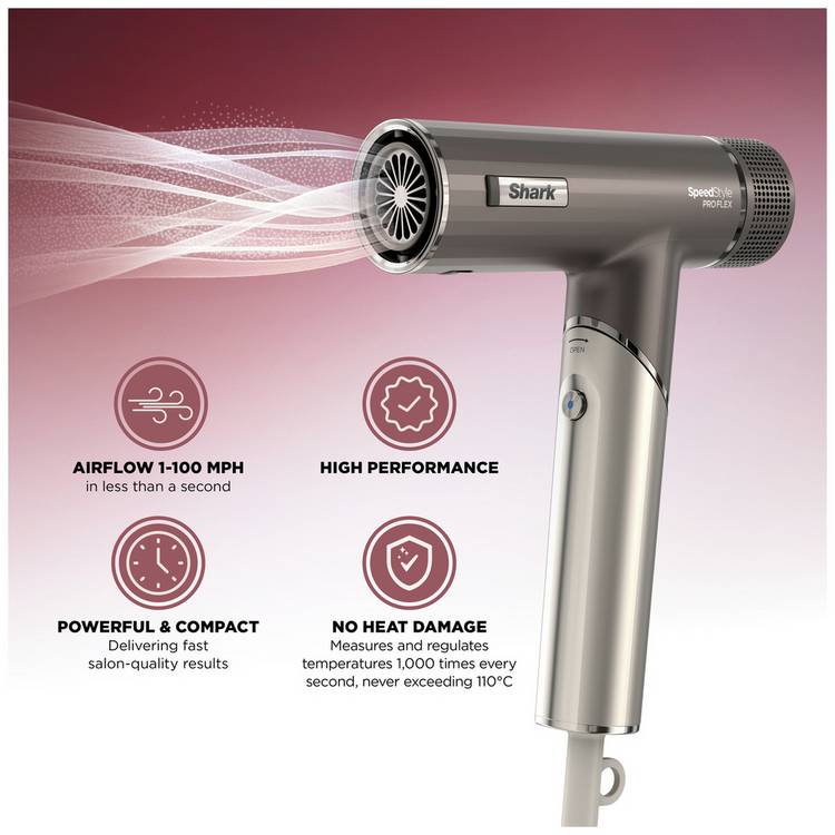 Shark SpeedStyle Pro FLEX hair dryer silver, UK version