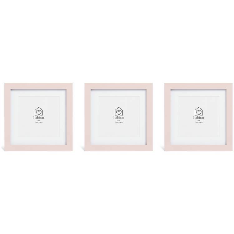 Habitat pastel pink wooden picture frames 3-pack 11.96cm, UK version