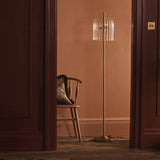 Habitat glass cloche floor lamp with brass stand, imported from the UK