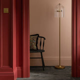 Habitat glass cloche floor lamp with brass stand, imported from the UK