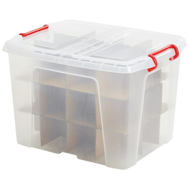 Strata bauble storage box with dividers 40L - British product